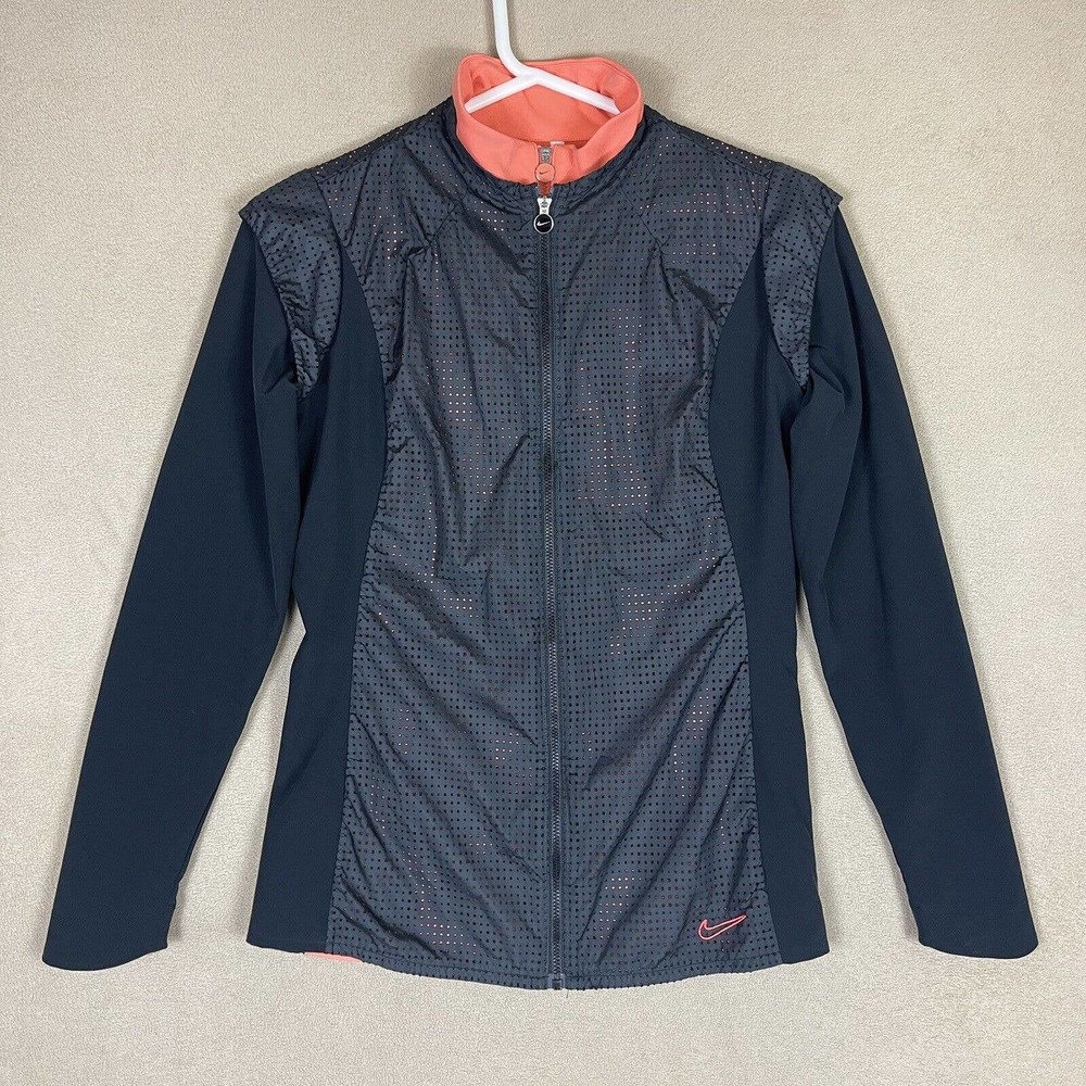 Nike Golf Tour Performance Womens XS Jacket & Vest Lightweight Logo Black/Orange